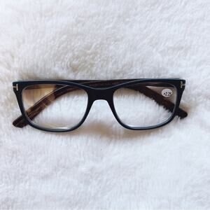 Olivia Blue with Dark Wood Reader Glasses